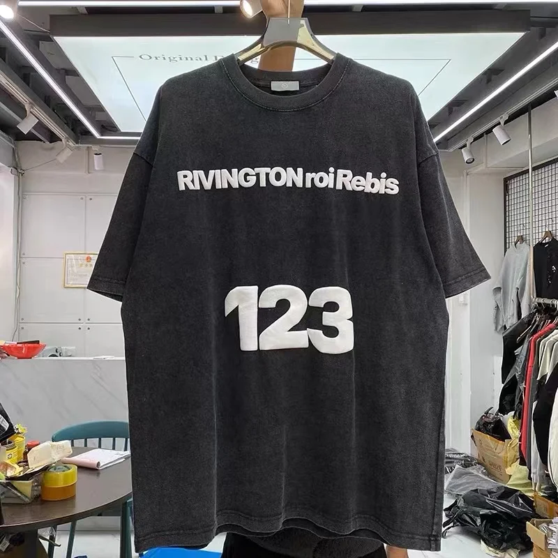 

Foam printed hip-hop loose t-shirts for men and women with short sleeves