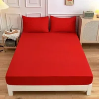 Solid Color Soft Polyester Fitted Sheet Elastic Band Bedsheet Mattress Cover Single Double Bed Set  120/150/160/180/200/220cm 5