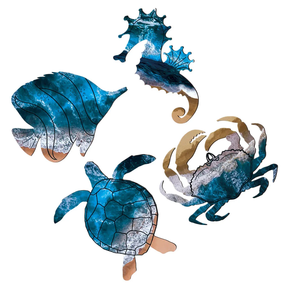 

Sea Life Wall Decor Beach Theme Pool Decorations Outdoor Metal Fish Bathroom Office