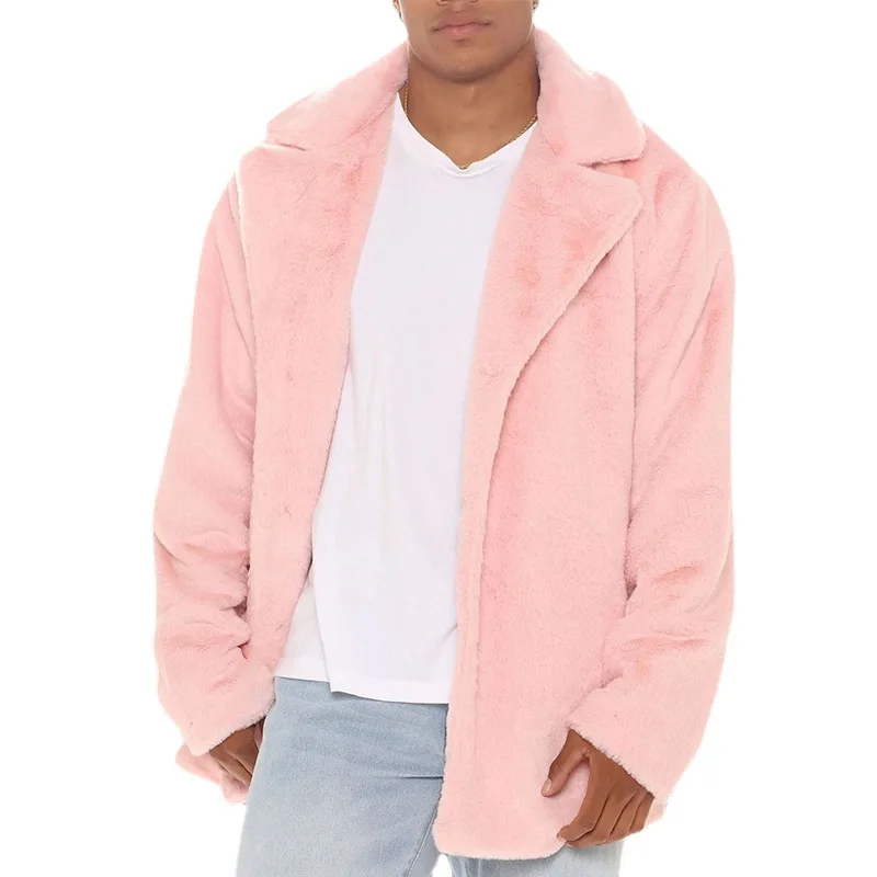 

Winter Jackets for Men Parkas Loose Stand Lapel Solid Color Cardigan Plush Coat Men's Clothing Fashion Street Trend Products New