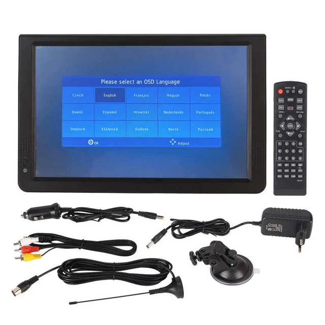 1080P Mini Portable TV, 12-inch 16:9 LED Handheld DVB-T/T2 Digital