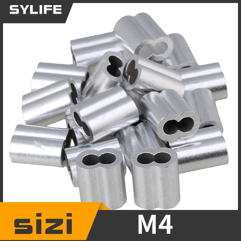 

20PCS M4 Double Hole Aluminum Sleeves Clip for 4MM Wire Rope