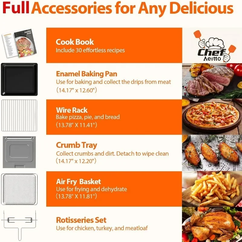 Large Air Fryer Oven| Toaster Oven Combo with Rotisserie Dehydrator and Full Accessories 19-In-1 Digital Airfrye 5