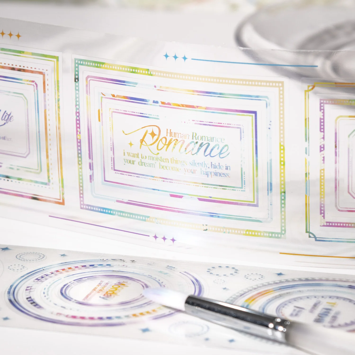 1롤 컬러풀 보더 테마 PET 프리컷 와시 테이프 스크랩북 저널 DIY 장식, 휴대폰 케이스 콜라주 스티커