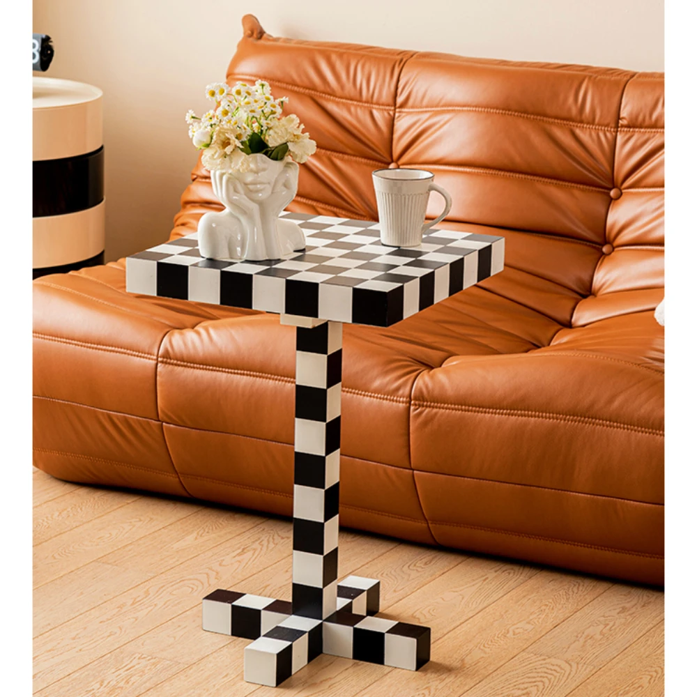 Small Square Chess Table Checker Board Sofa Side Coffee Table Living Room Furniture Modern and Affordable Luxury