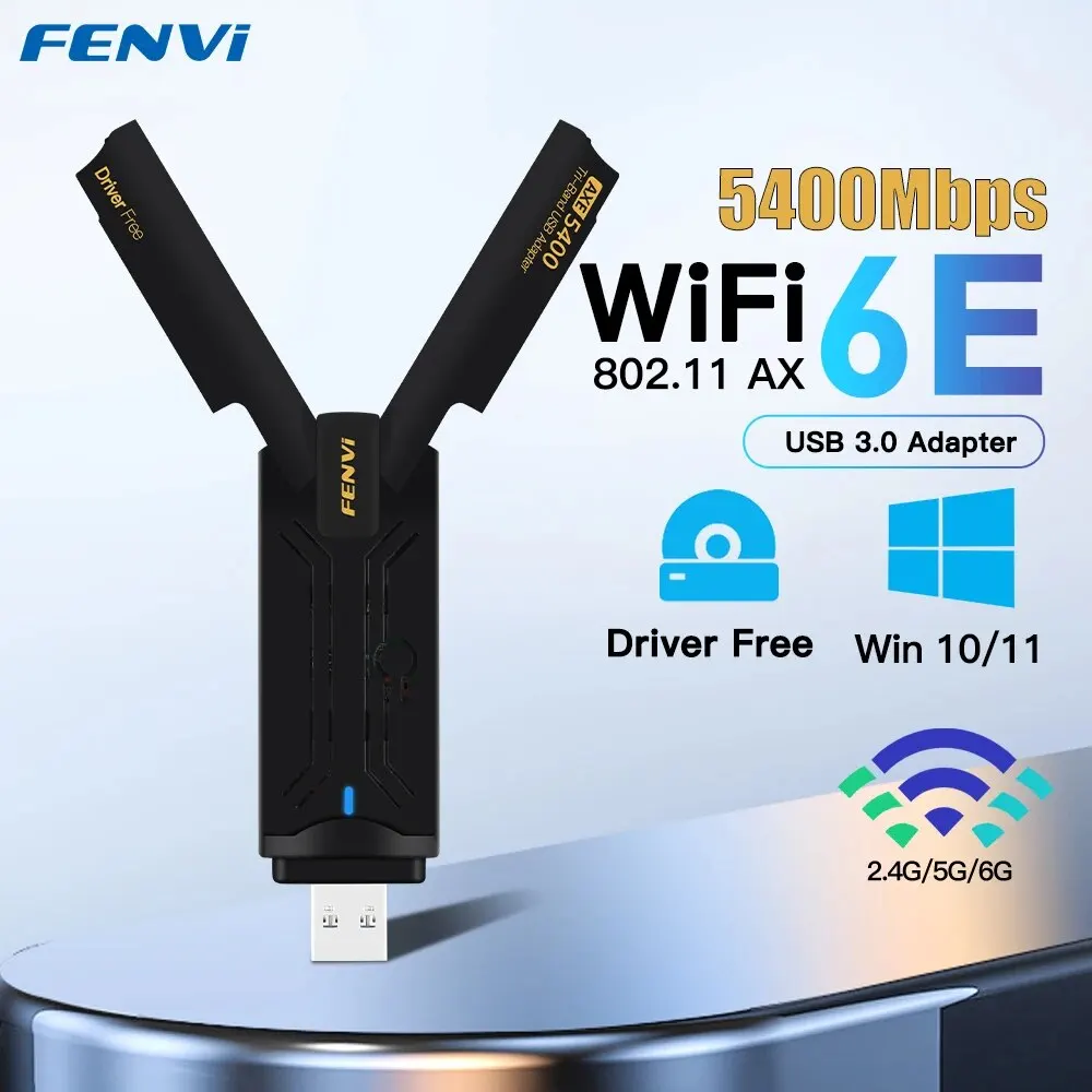 Fvi-Adaptador USB AX5400 para ordenador portátil, antena de tarjeta de red con 3 bandas, 2,4G/5G/6GHz, WiFi, 6, Win10/11, SIN controlador