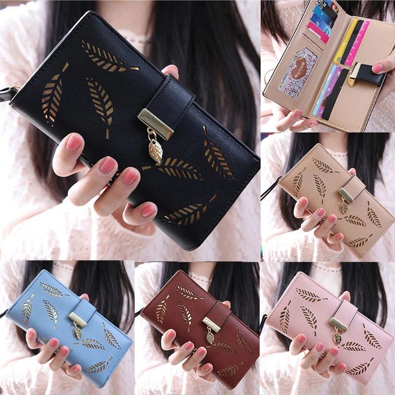 2024 New Fashion Women Bifold Wallet Leather Clutch Card Holder Purse Lady Long Handbag