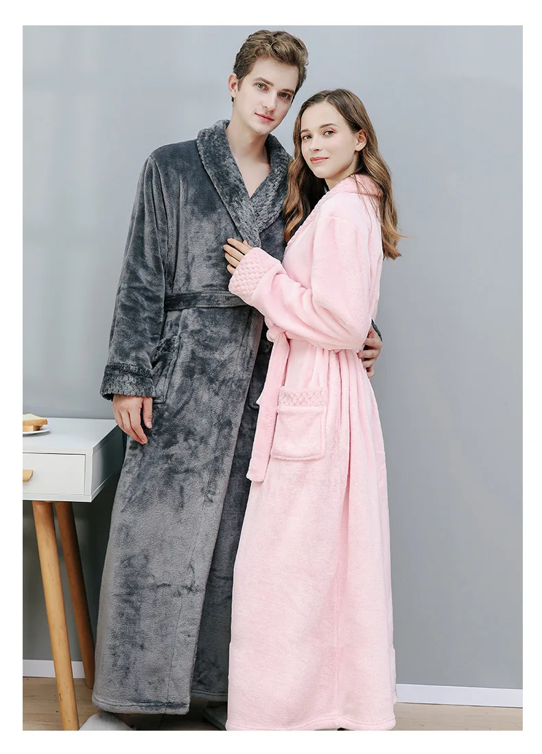 Buy Women Dressing Gown Pink Grey Coffee Long Bathrobe M L XL Ladies  Housecoat Nightgown Super Plush Collar Soft Warm Fleece wear Girls  Lightweight Winter Nightwear for Spa Hotel Housing Towel Robe