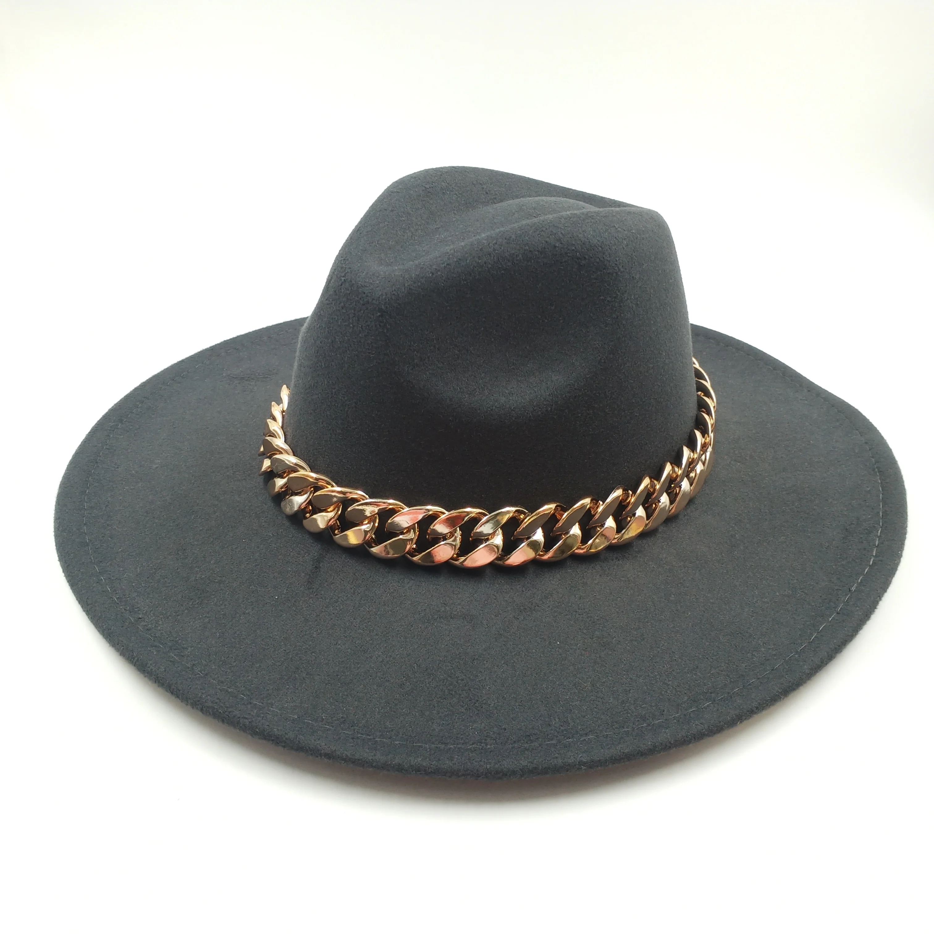 Big chain fedora hat 9.5 cm brim adjustable unisex hat large size fedora hip hop hat orange jazz winter hat шапка женская goorin bros fedora