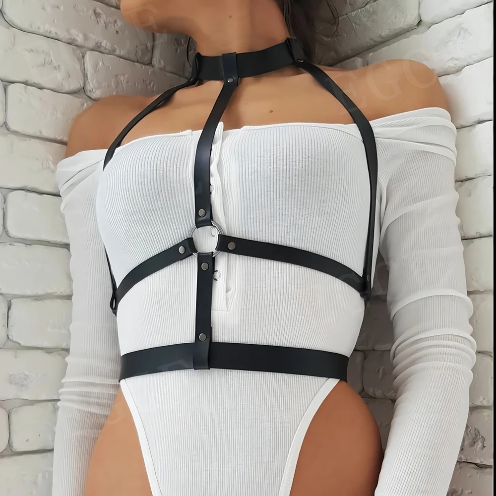 

Sexy Lingerie For Woman Goth Body Harness Punk Waist Strap Sexy Chest Bondage Neck Belt Goth Underwear Accessories Rave Clothes