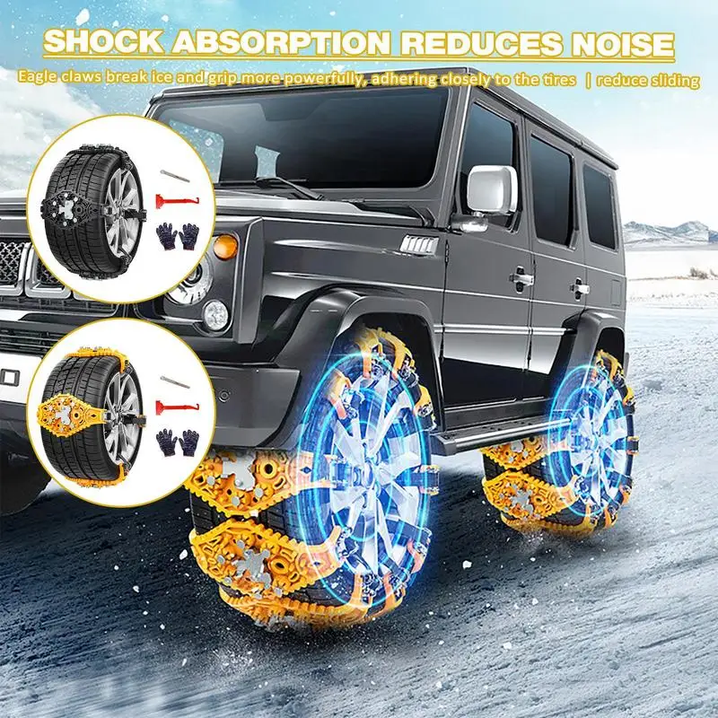 

Tire Snow Chain 4Pcs Universal Tire Snow Chains Rubber Strap Mud Winter Ice Snow Mud Sand Road Safe Driving Winter Auto Supplies