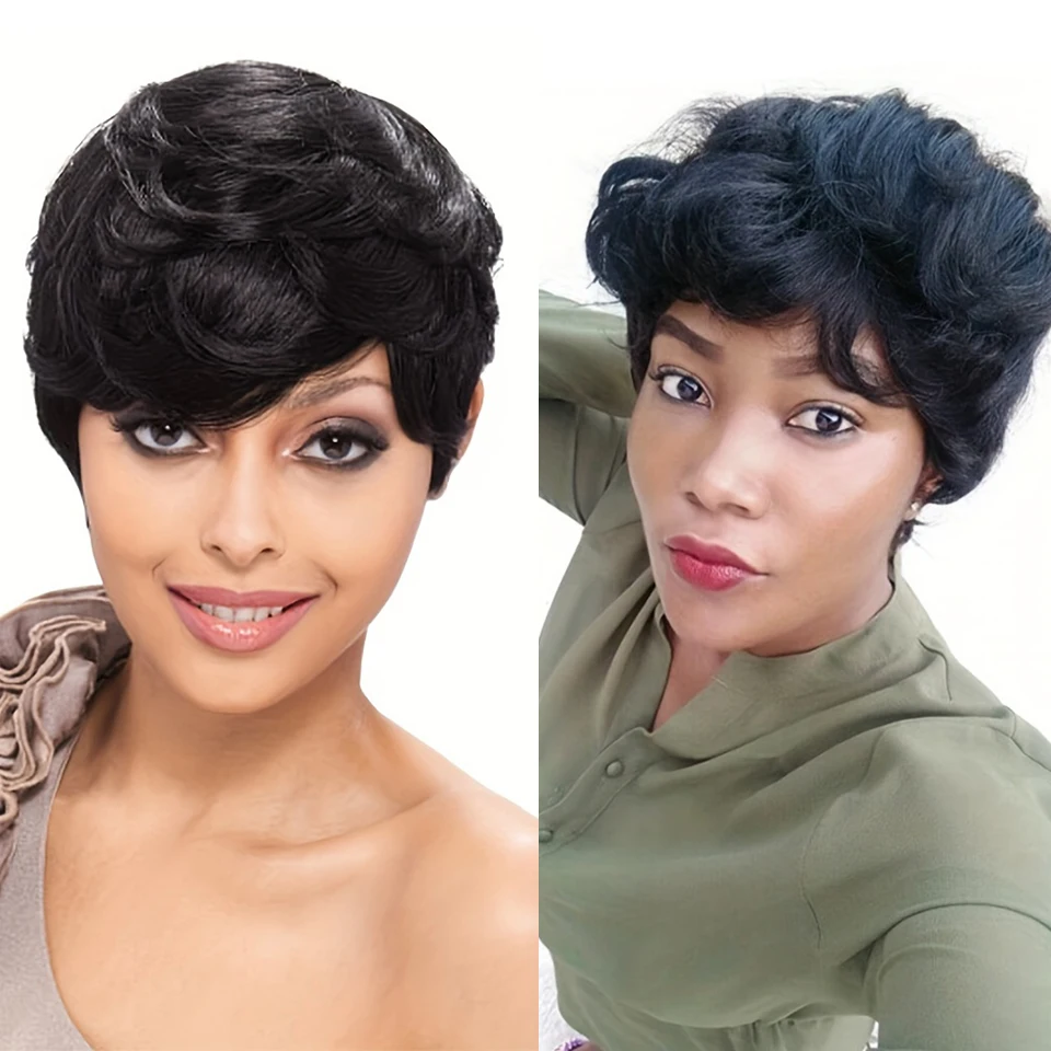 28PCS Brazilian Short Human Hair Extensions One Pack For A Full Head Human Hair Bundles With Free Closure Straight Natural