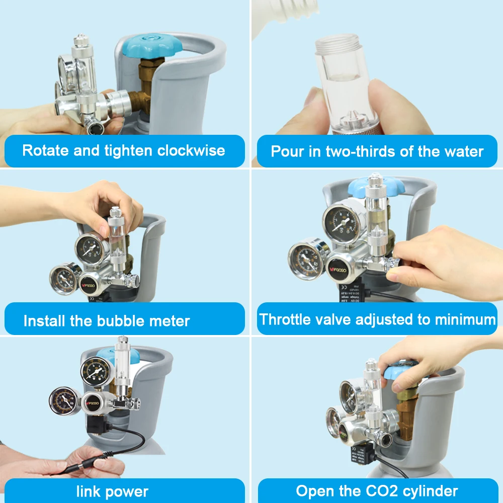 Regolatore Di CO2 Per Acquario - Doppio Manometro, Elettrovalvola, Contabolle, Interfaccia W21,8