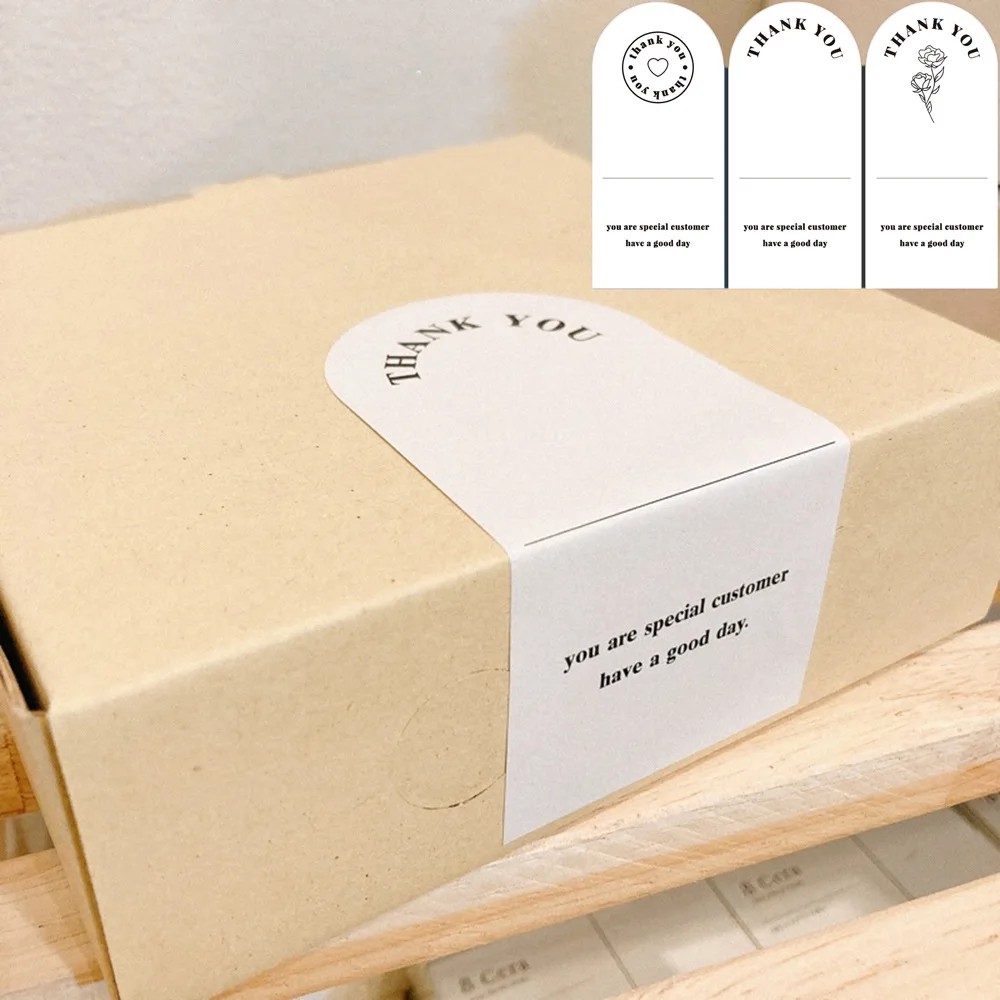 50Pcs 6*13CM Thank You Stickers Seal Label For Small Business Express Package Decor Gift Box Sealing Sticker Handmade Decor