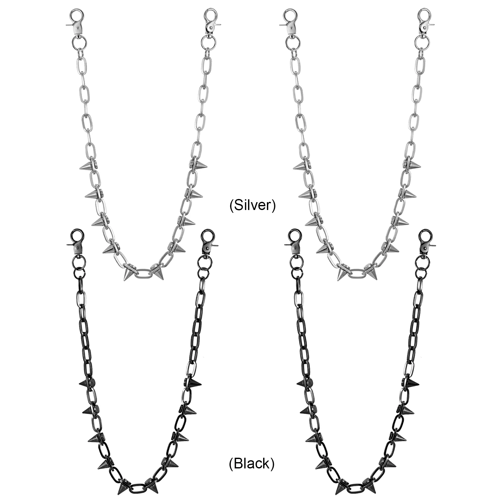 2개 세트 어반 펑크 청바지 키체인, 청바지 레이어드 바지 체인 벨트, 스트리트웨어 고스 리벳 바이커 액세서리, 남녀 공용