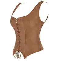 Corset en daim Vintage pour femmes médiévales, haut de Pirate victorien, gilet de dame, Costume de Cosplay Renaissance d'halloween 4