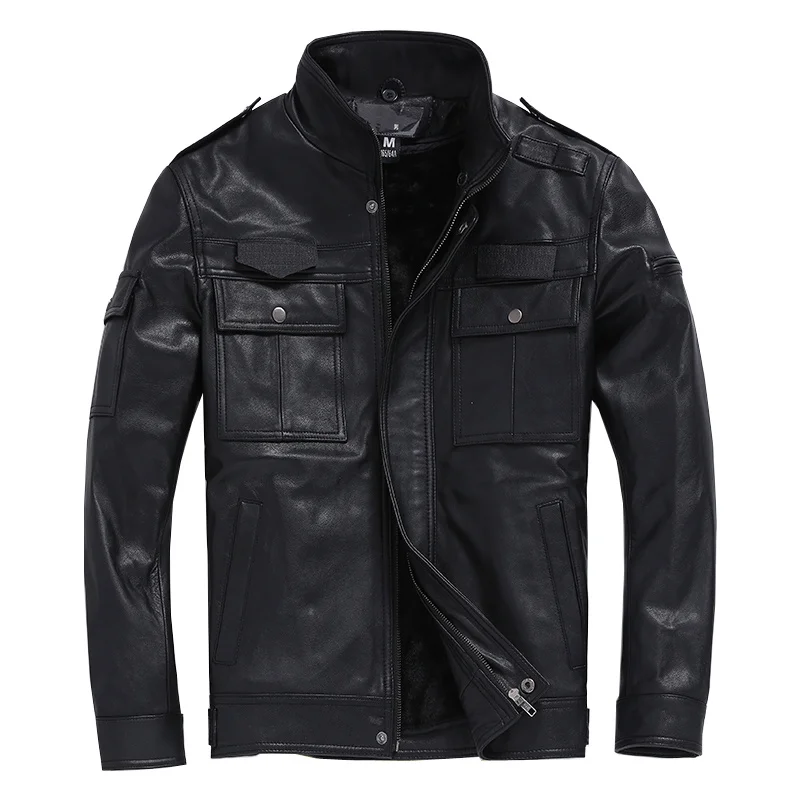 

Brand Free shipping.Plus size classic men goatskin slim Jacket,men's motor genuine Leather safari style jacket.sales Detachable