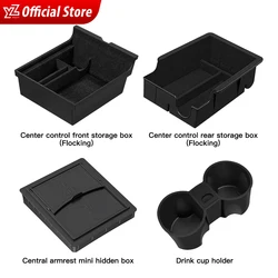 YZ For Tesla Model 3 2021 Model Y 2023 Storage Box Center Armrest Hidden Box Cup Holder Interior Accessories