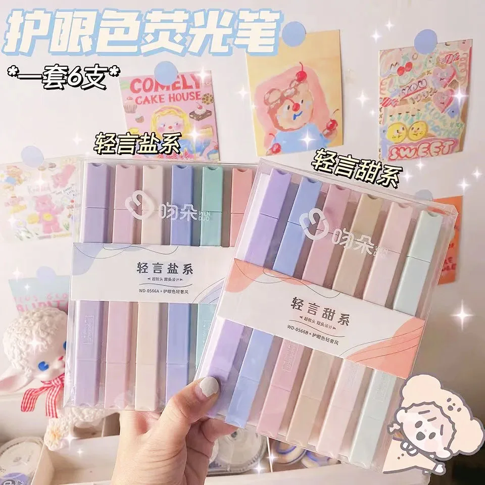 Highlighters Pen 6 Pcs/set Pastel Fluorescent Pen Kawaii Graffiti Marker Colorful Stationery Art School & Office Supplies