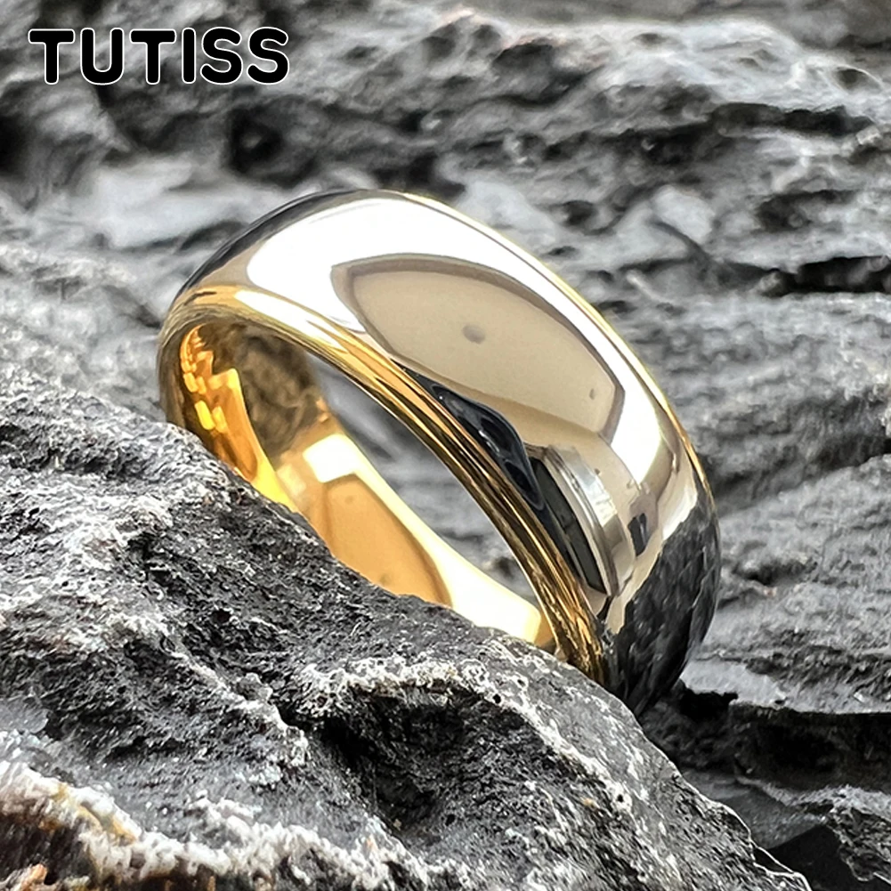 

TUTISS 6MM 8MM Nice Two Colors Tungsten Carbide Ring Men Women Domed Wedding Band Stepped Polished Comfort Fit