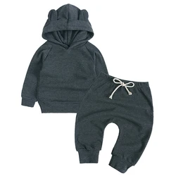 Spring Newborn Baby Outfits Fashion Casual Infant Boys Clothes Hooded Long Sleeve Hoodie+Pants Little Girls Clothing Set BC2109