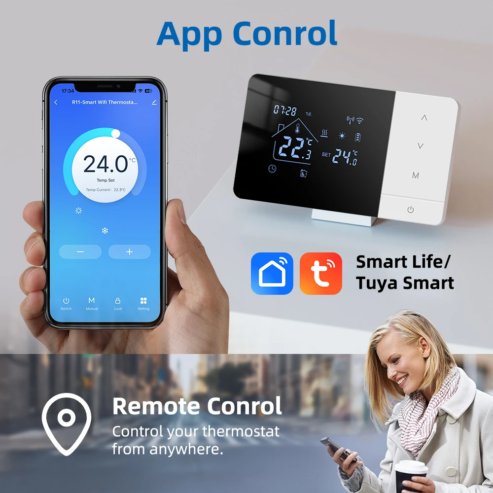 Smart Programmable Temperature Controller WiFi Wireless Thermostat for Gas Boile