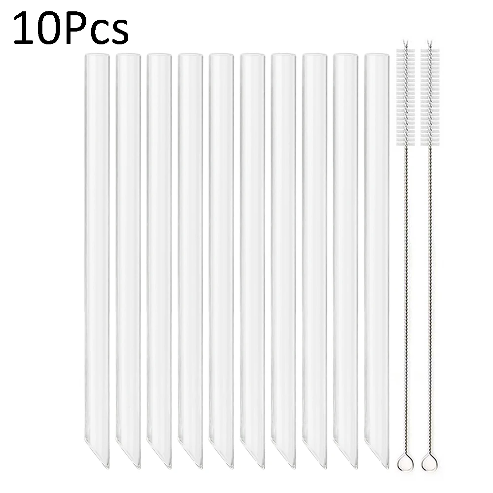 High Borosilicate Glass Reusable Drinking Straws Set - Eco-Friendly Bar Accessories for Bubble Tea and Smoothies