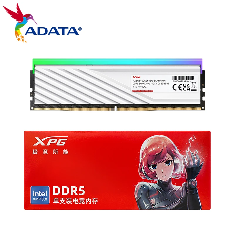 

ADATA DDR5 SDRAM XPG Lancer Blade RGB Original D300G Black White 16GB 32GB Single Memory 6000MHz 6400MHz Memoria Ram for Desktop