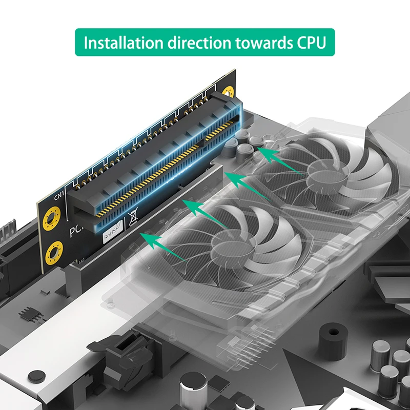 PCIE X8 3.0 90 도 리버스 수-암 라이저 카드, PCI 익스프레스 8X 에서 8X 변환 카드 어댑터, 1U 서버용 라이저 보드, 32mm