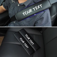 2PCS Custom Text LOGO  Car Safety Seat Belt Harness Shoulder Adjuster Pad Cover Carbon Fiber Auto Styling Protection Accessory