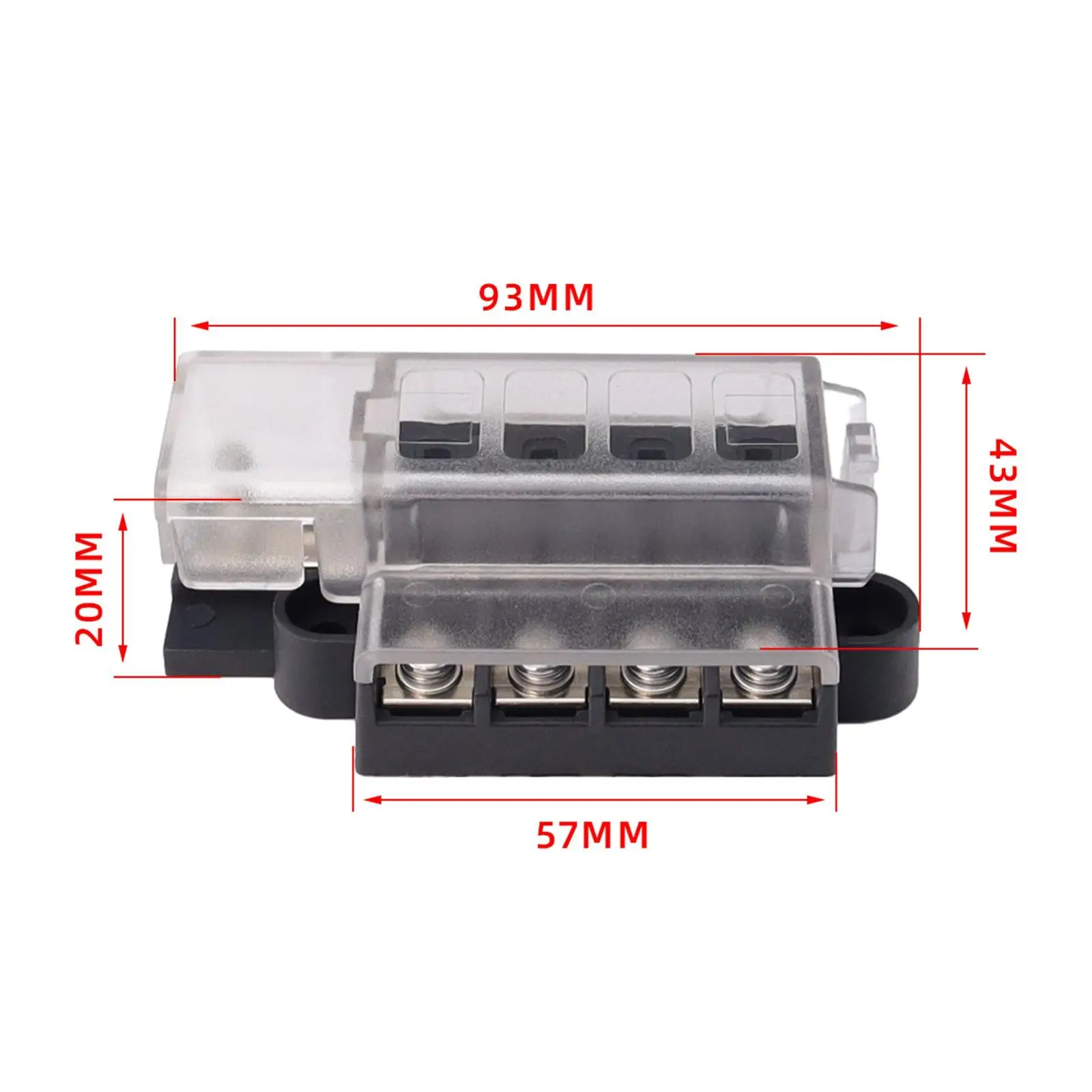 4 Circuit Fuse Box Waterproof 1 in 4 Out Assembly Replacement 100A 32V Blade