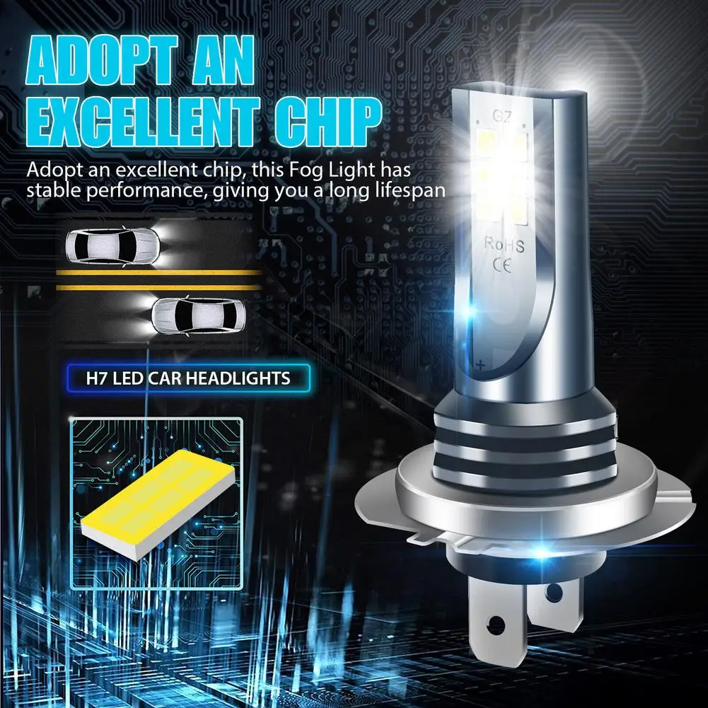 Led Headlights 2pcs H7 Car Fog Light Bulbs High Low Beam 110w 30000lm 6000k White For Vehicles