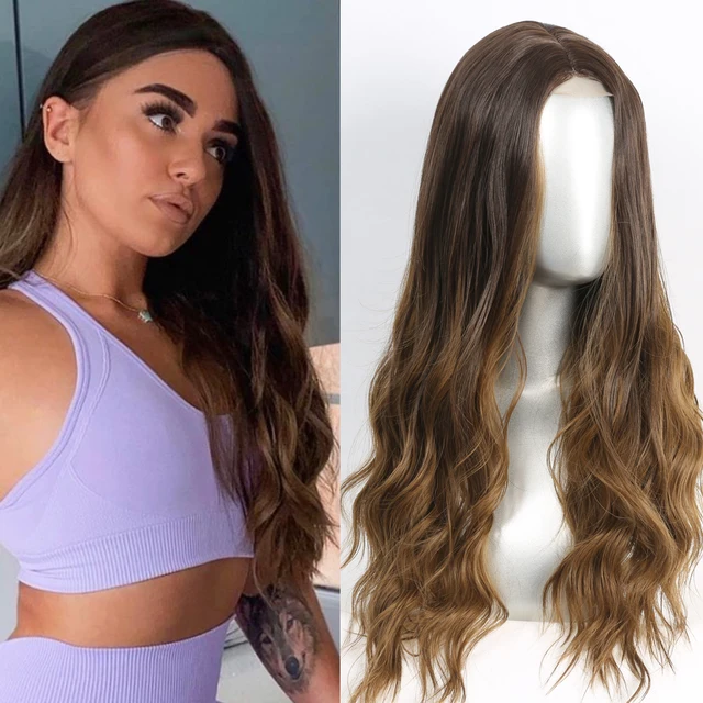 Synthetic Lace  Wigs For  Women  Middle Parting  26inch Long Wavy Hair Cosplay/Daily  3 Color optional   High Temperature Fiber 55GX-1011-R627T12C