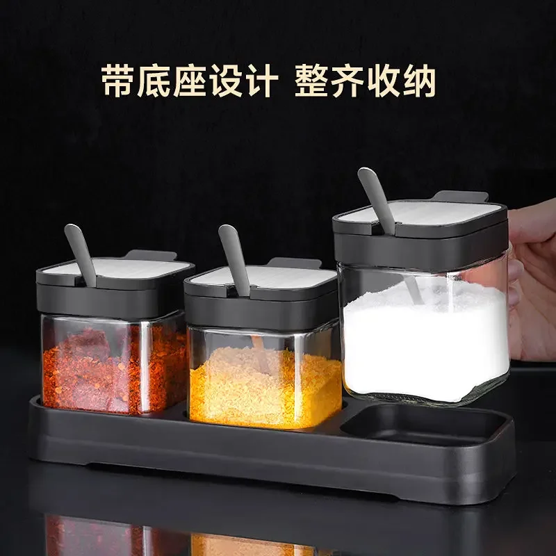 Seasoning Box Set Combination Kitchens Storage Box Jars Seasoning Bottles MSG Salt Jars