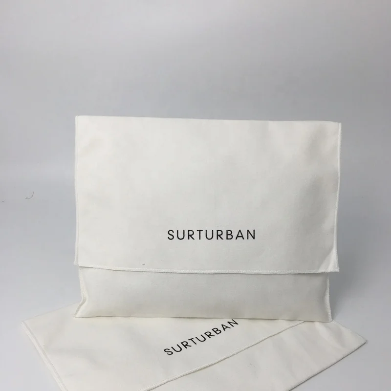Custom white pouch envelope canvas fabric dust bag wholesale custom ring pouch packaging for earring
