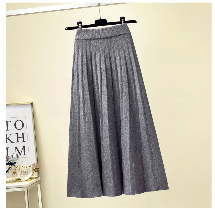 High Waist Knitted Skirt Women's Medium and Long Autumn 2022 New Korean Version of The Skirt High-waisted Thin A-LINE Skirt tennis skirt