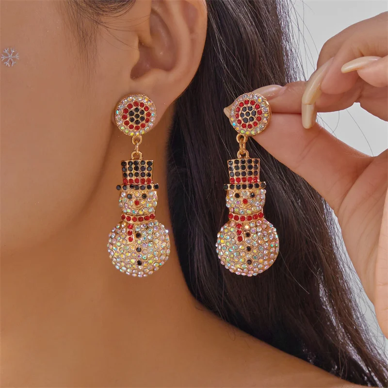 Lustige Weihnachten Candy Stick Weihnachtsmann Ohrringe für Frauen Niedlicher Lebkuchenmann Schneemann Perlenohrringe Party Schmuck Zubehör – Detail 10