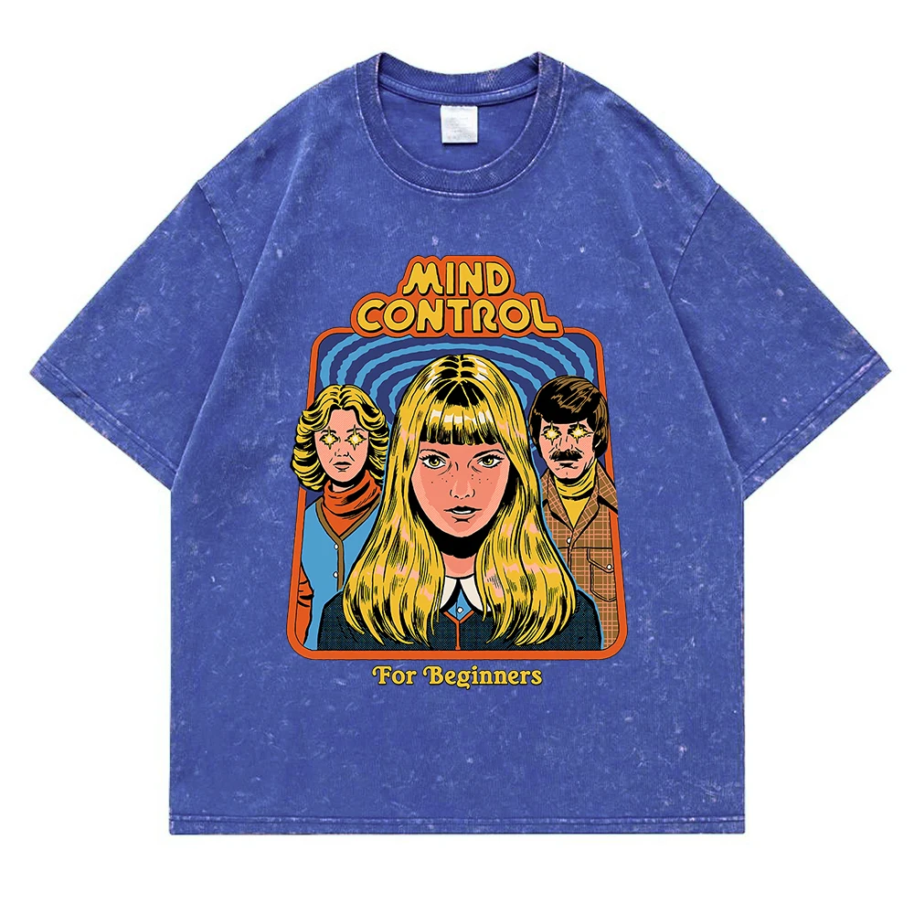 Gedanken kontrolle für Anfänger gewaschen Retro Männer T-Shirt lässig Overs ize T-Shirt hochwertige Baumwolle T-Shirt Sommer Kurzarm – Detail 7