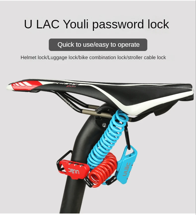 Lucchetto Bici A Combinazione 4 Cifre - Portatile, Cavo Acciaio, Blu - Foto 8