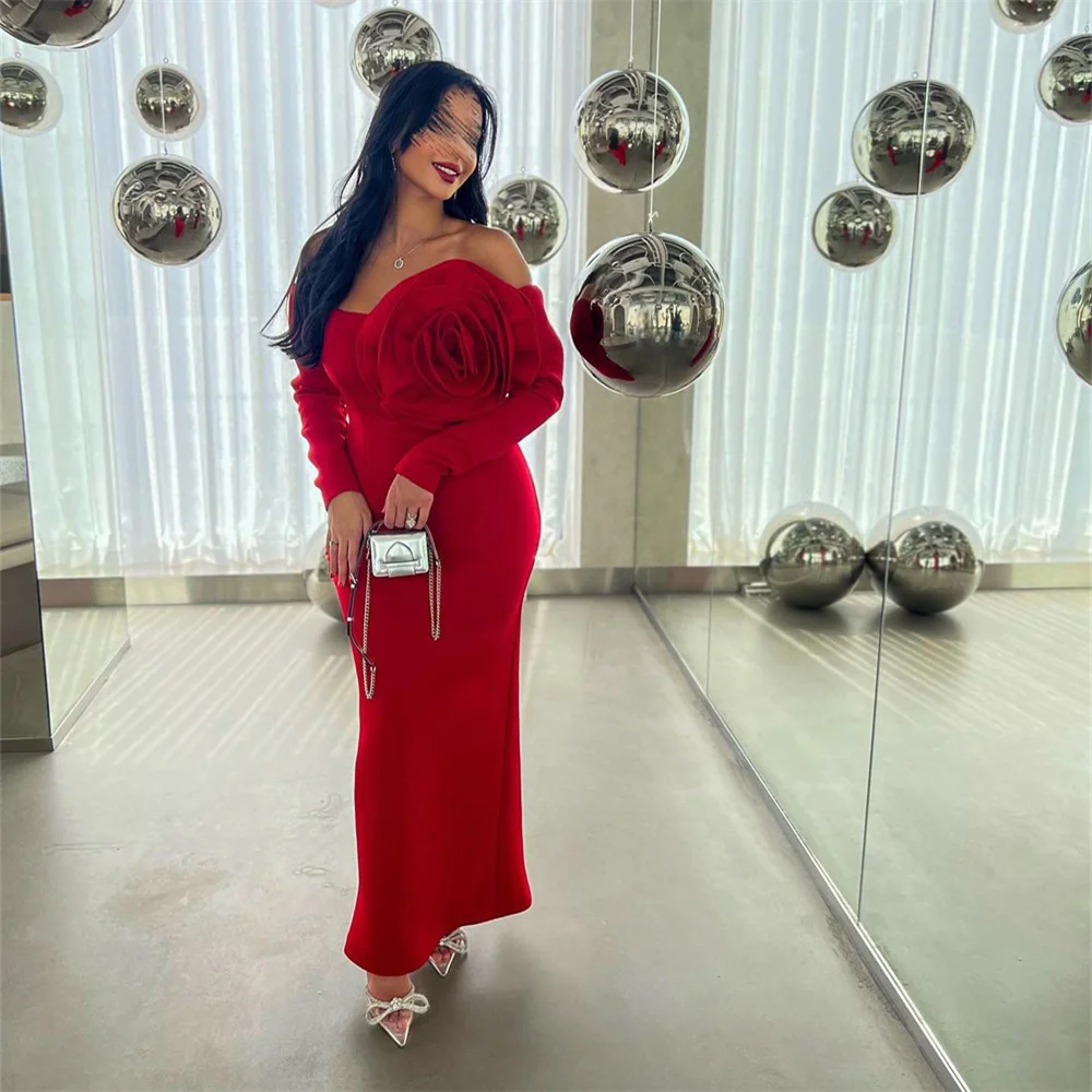 

MOLISA Flower Elegant Strapless Full Sleeve Long Sleeve Evening Dress For Woman Floor Length Formal Elegant Prom Gown New 2023