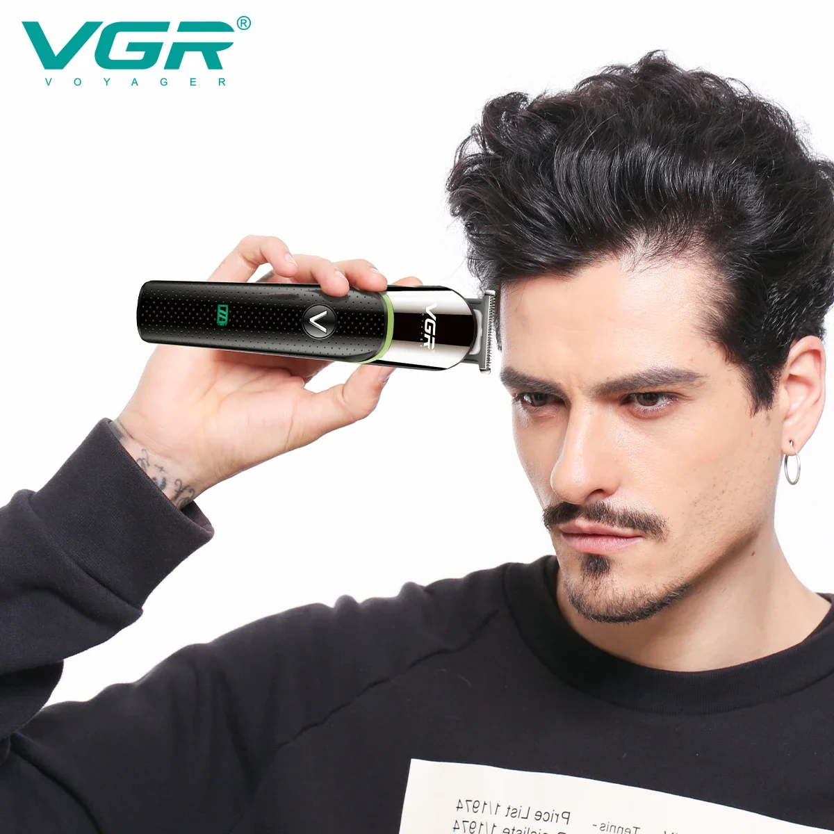 VGR 헤어 트리머 전문 헤어 커팅 머신 전기 헤어 클리퍼 헤드 남성용 충전식 이발사 수염 트리머 V-191