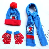 Autumn Winter Children Hat SpiderMan Classics Cartoon Scarf Hat Glove Warm knitted hat Boy Girl Cap Child Christmas Hat 2