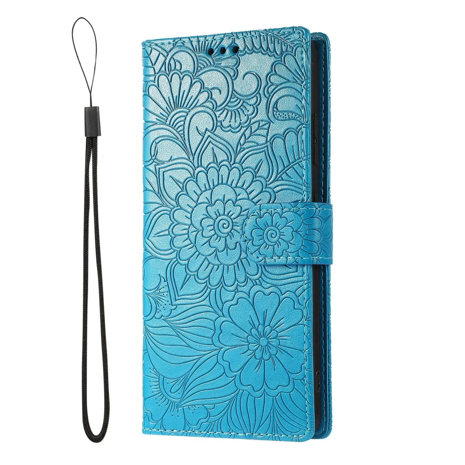 Premium Embossed Leather Wallet Phone Case with Card Holder