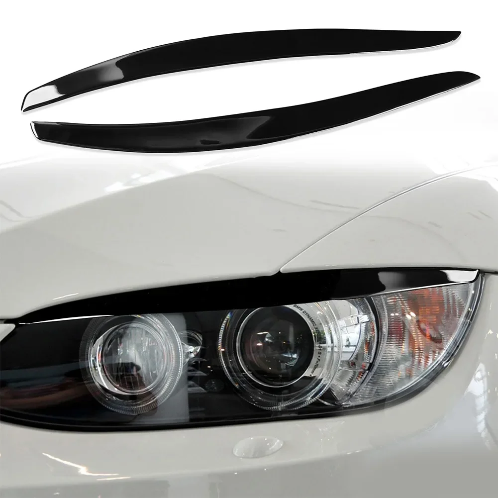 Gloss Black Headlight Eyelids Eyebrows Trims Headlight Eyebrow Eyelid Cover Trim 2Pcs For BMW 3 Series E92 E93 M3 2006~2012 headlight cover headlight trim ring headlight lens cover