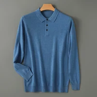 Men's Merino Wool Sweater Polo Collar Pullover Autumn Winter New Cashmere Knitwear Casual Loose Men's Shirts Tops Warm Soft 1