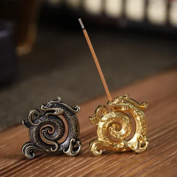 Mini Metal Gold Dragon Incense Stick Burner 1pc Creative Retro Dragon Incense Holder Sandalwood Censer Home Office Lucky Decor 1