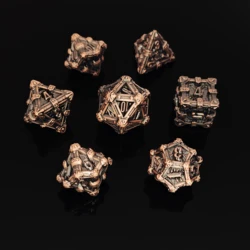 Premium Metallic Gear 7 - Piece Polyhedral Dice Set (Red copper)