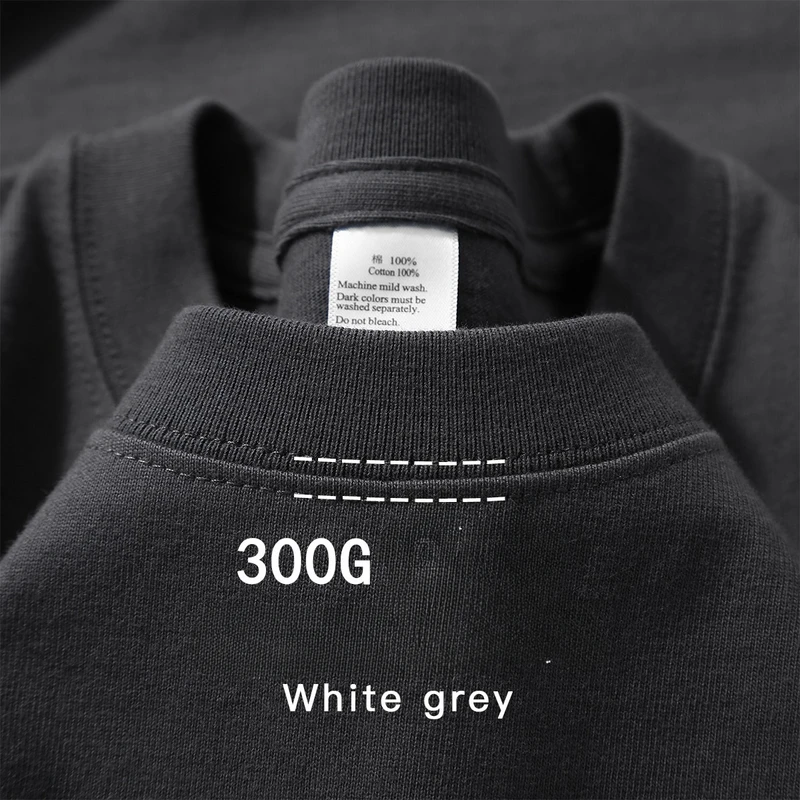 Beige Heavyweight Cotton Short Sleeved T-shirt Round Neck Loose and Base...