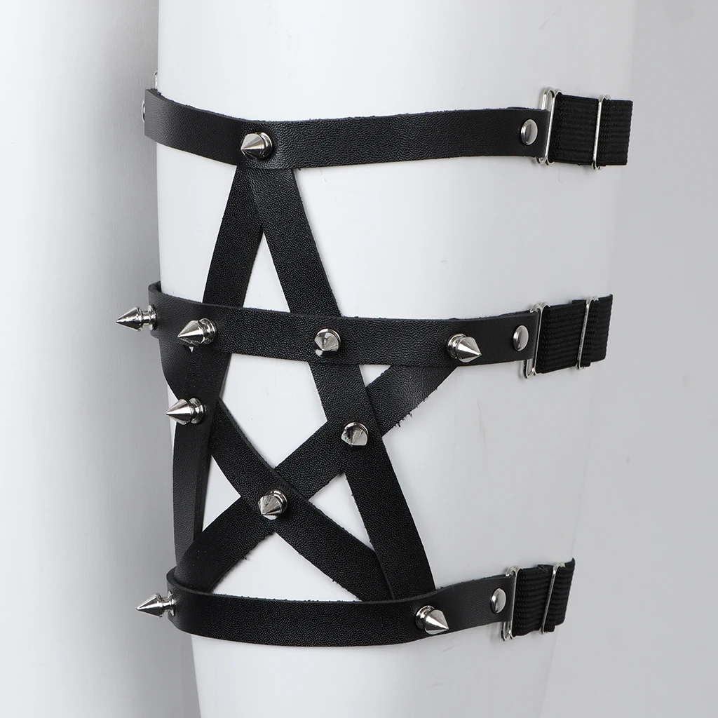 Costume Thigh Garters 4 Pack 4-Pack Adjustable Leather Thigh Harness - Gothic Punk Elastic Garter Belt For Women Costume Thigh Garters 4 Pack 4-Pack Adjustable Leather Thigh Harness - Gothic Punk Elastic Garter Belt For Women