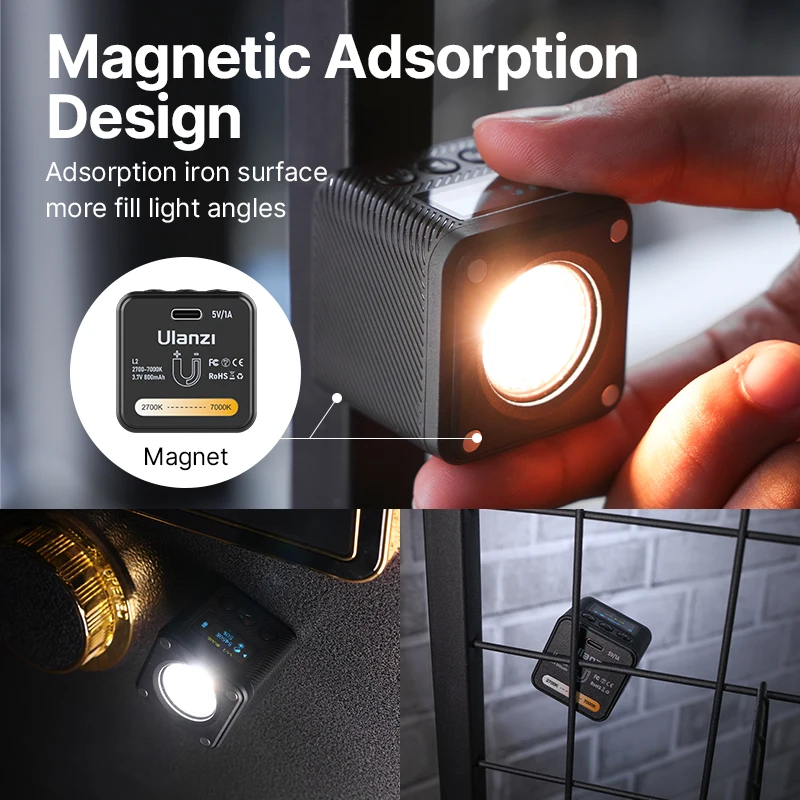 Ulanzi L2 BI Color COB Video Light 2700-7000K Mini Fill Light for Camera Smartphone Fill Light 5
